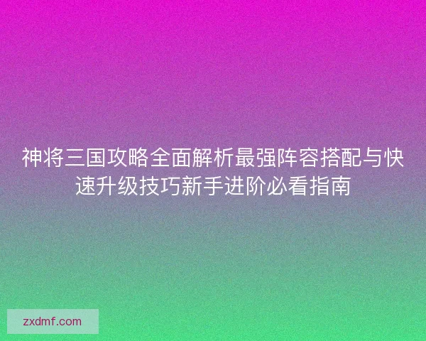 神将三国攻略全面解析最强阵容搭配与快速升级技巧新手进阶必看指南