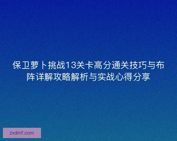 保卫萝卜挑战13关卡高分通关技巧与布阵详解攻略解析与实战心得分享 保卫萝卜挑战13关卡高分通关技巧与布阵详解攻略解析与实战心得分享