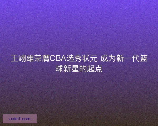 王翊雄荣膺CBA选秀状元 成为新一代篮球新星的起点 王翊雄荣膺CBA选秀状元 成为新一代篮球新星的起点